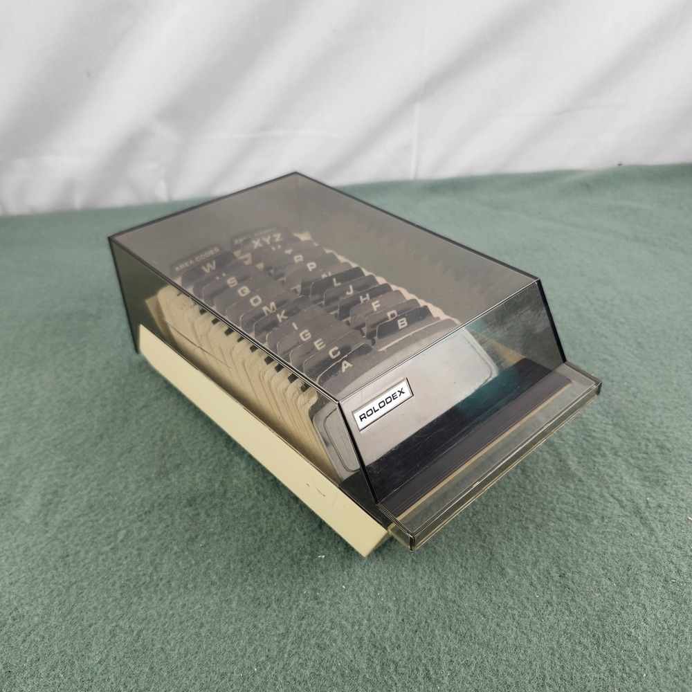 Vintage Rolodex Petite Address File Dividers Blank Cards S500C Smoke Gray &White